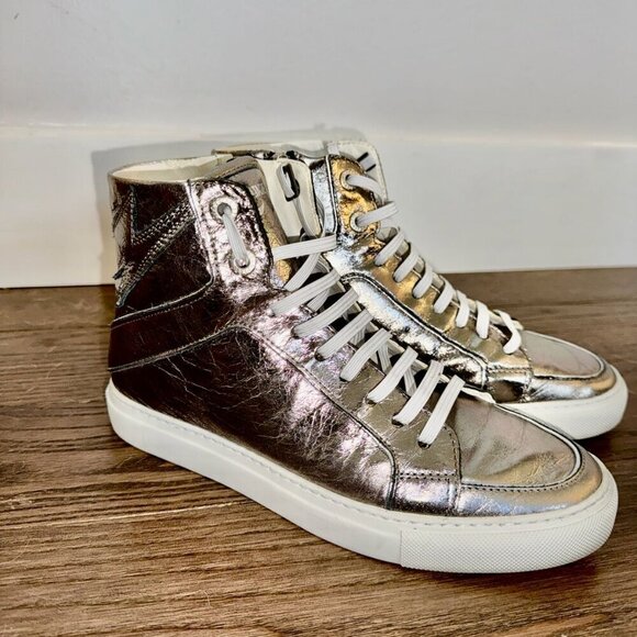Zadig & Voltaire | High Flash Metallic High Top Sneakers - Picture 6 of 8
